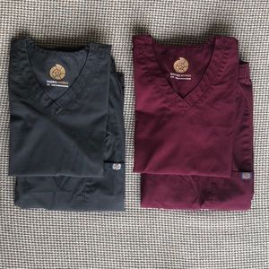 Sanibel Works Gray and Burgundy Scrub Sets XXS/S
